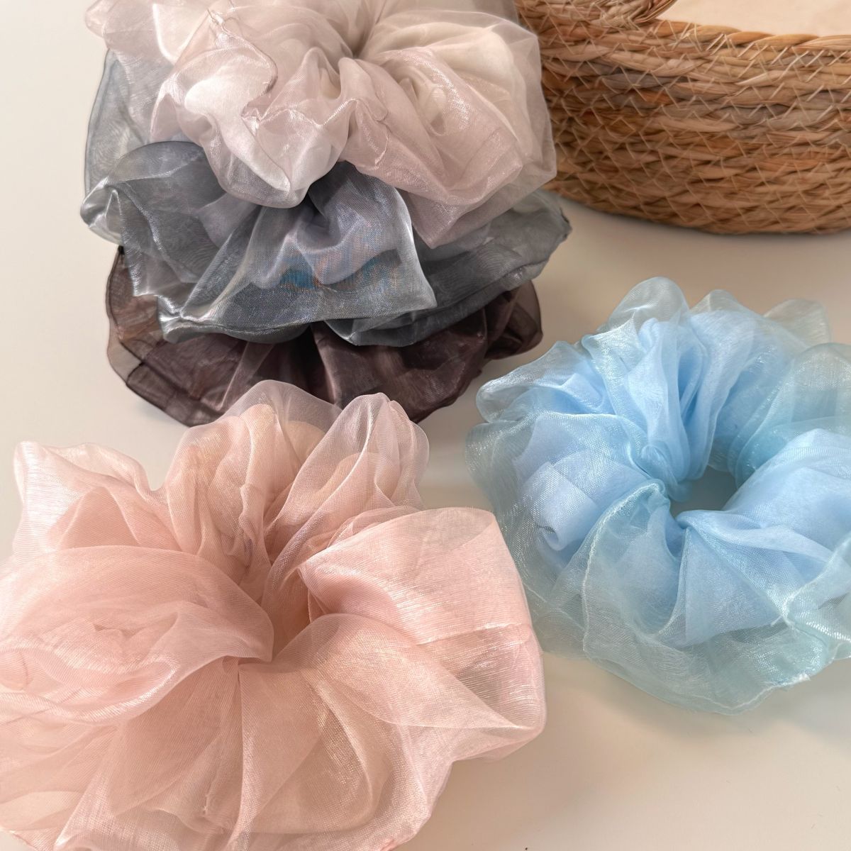 網紗大腸圈雙層髮圈－細節特寫2｜https://igowo.tw/