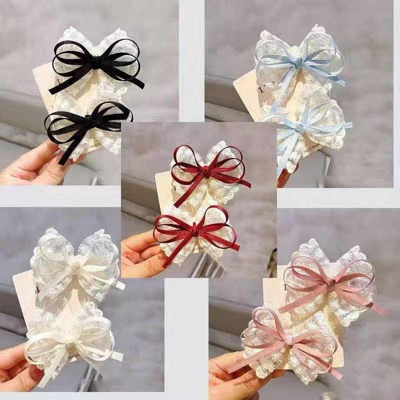 蕾絲領結蝴蝶結髮夾－商品主圖｜https://igowo.tw/