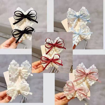蕾絲領結蝴蝶結髮夾－商品主圖｜https://igowo.tw/