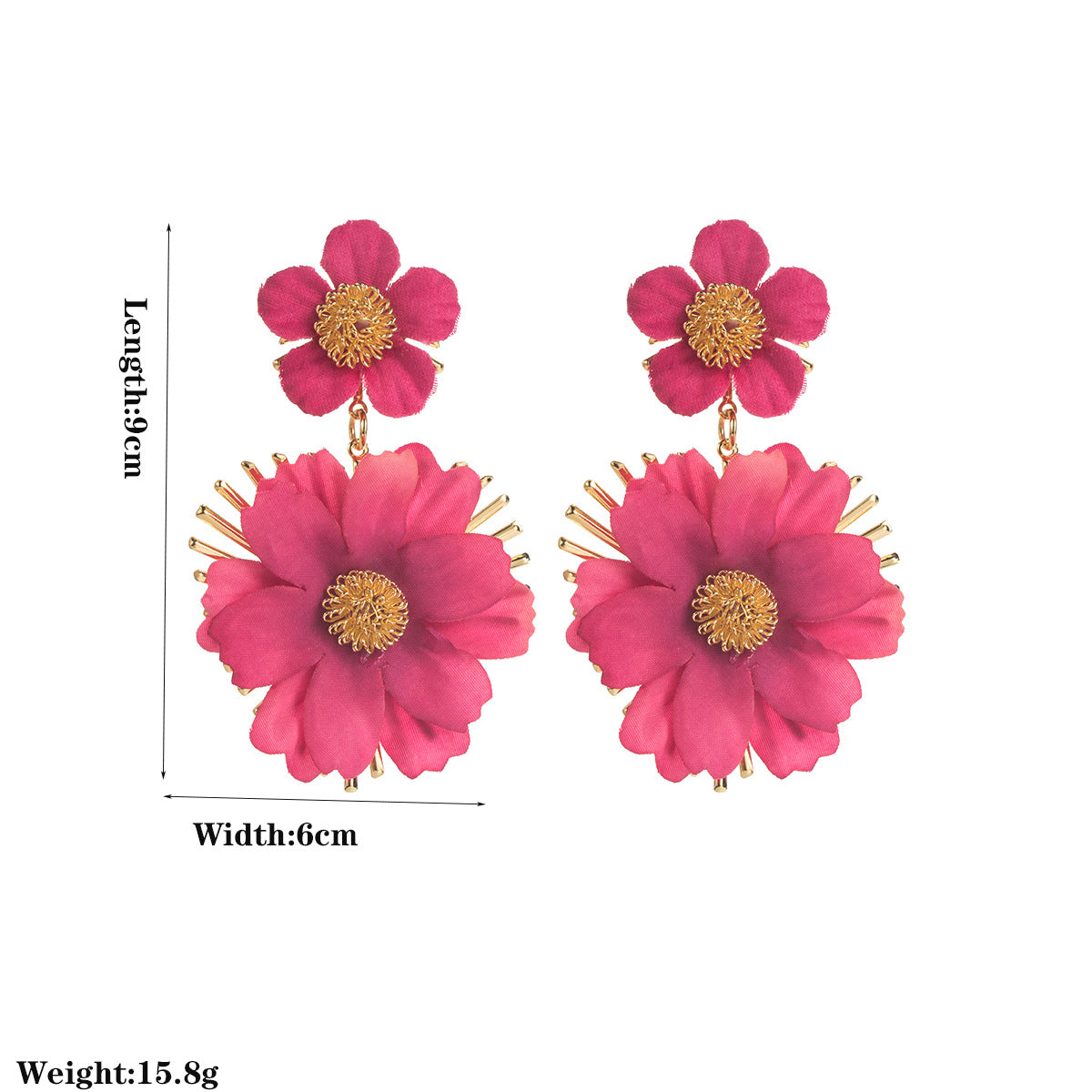 繽紛花朵垂墜耳環－黃色款實拍｜https://igowo.tw/