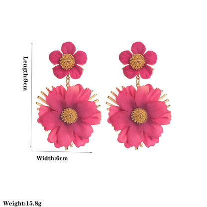 繽紛花朵垂墜耳環－黃色款實拍｜https://igowo.tw/