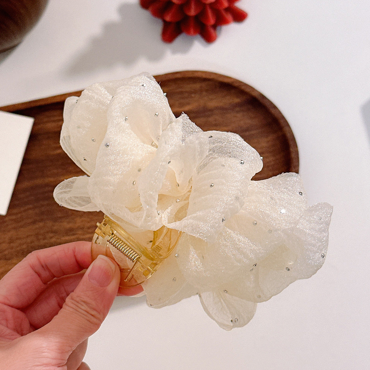 網紗雲朵蝴蝶結鯊魚夾