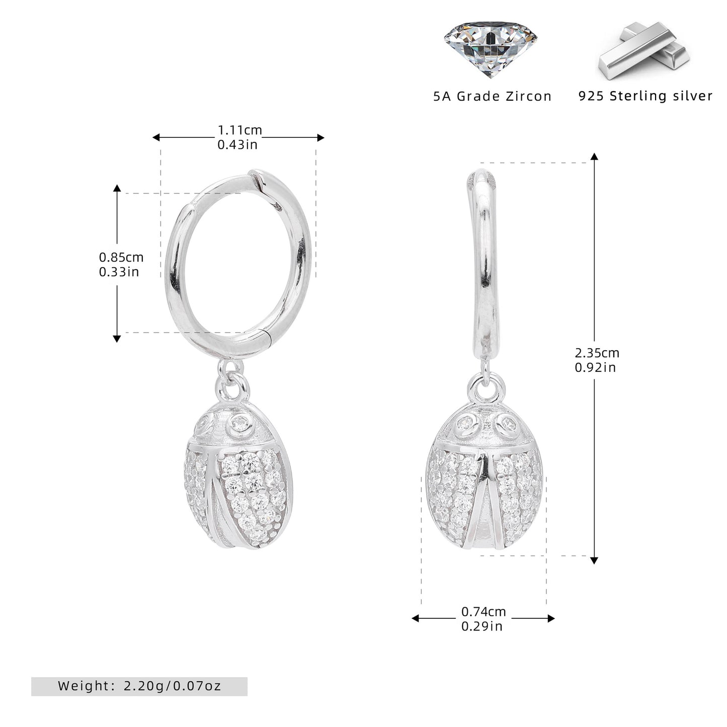 S925 新品創意個性鑲石昆蟲款耳扣時髦流行新潮耳飾品