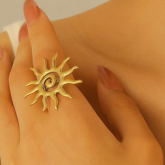 不鏽鋼太陽花戒指－細節特寫14｜https://igowo.tw/