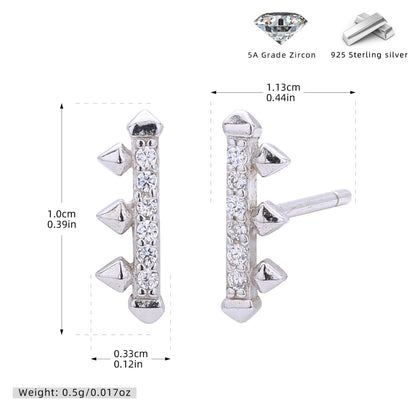 S925 新款耳釘時尚個性鑲鋯釘耙耳飾輕奢百搭小眾設計飾品