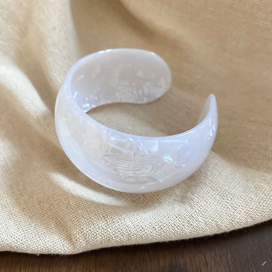 亞克力暈彩眼睛圓形開口手鐲歐美跨境百搭氣質手環小眾設計感手飾