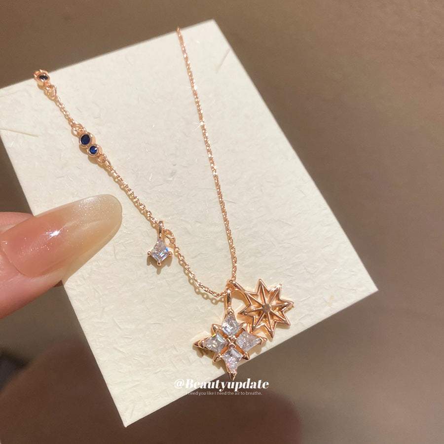 鋯石星星墜飾簡約項鍊－商品主圖｜https://igowo.tw/