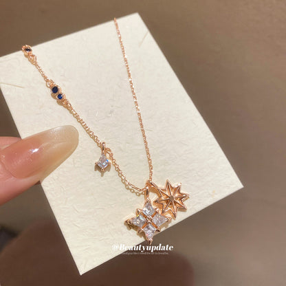 鋯石星星墜飾簡約項鍊－商品主圖｜https://igowo.tw/
