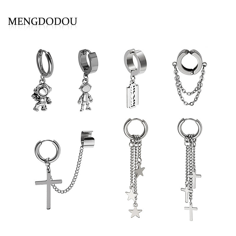 金屬星星十字流蘇耳環－商品主圖｜https://igowo.tw/