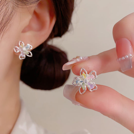 彩色花朵電鍍簡約耳釘－商品主圖｜https://igowo.tw/