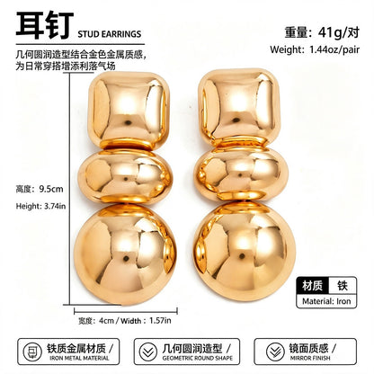金屬水滴垂墜誇張耳釘－細節特寫4｜https://igowo.tw/
