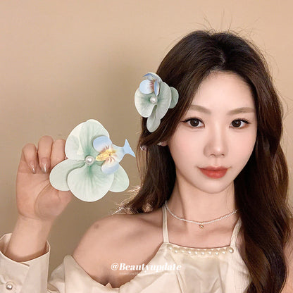 小清新花朵珍珠發夾時尚側邊劉海夾鴨嘴夾小眾百搭高級感發飾頭飾