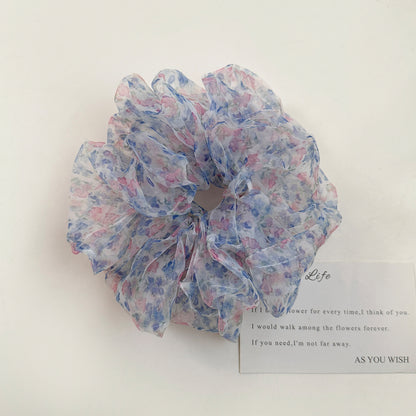 網紗碎花復古髮圈