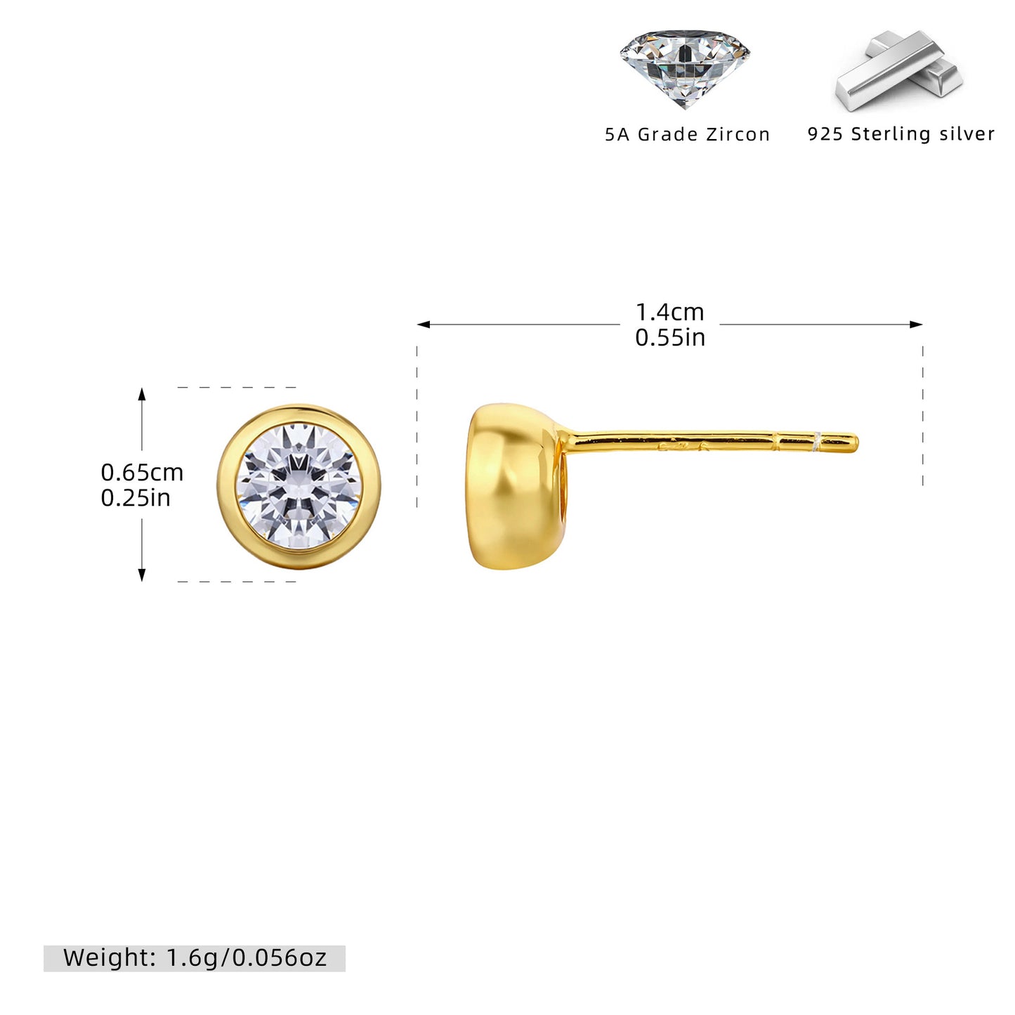 S925 耳釘包鑲圓形鋯石耳釘百搭時尚輕奢高級感飾品
