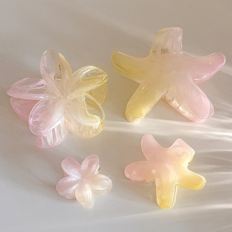 漸層花朵暈染髮夾－大號海星髮夾款細節｜https://igowo.tw/