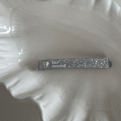 彩色鋯石愛心格紋髮夾