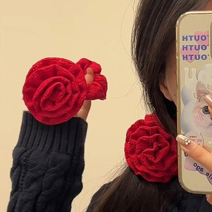 紅色玫瑰立體髮圈－商品主圖｜https://igowo.tw/