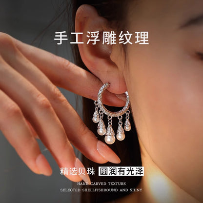 S925素圈流蘇耳環－大號款實拍｜https://igowo.tw/