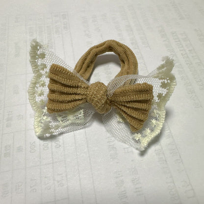 蕾絲蝴蝶結髮圈－黑色款細節10｜https://igowo.tw/