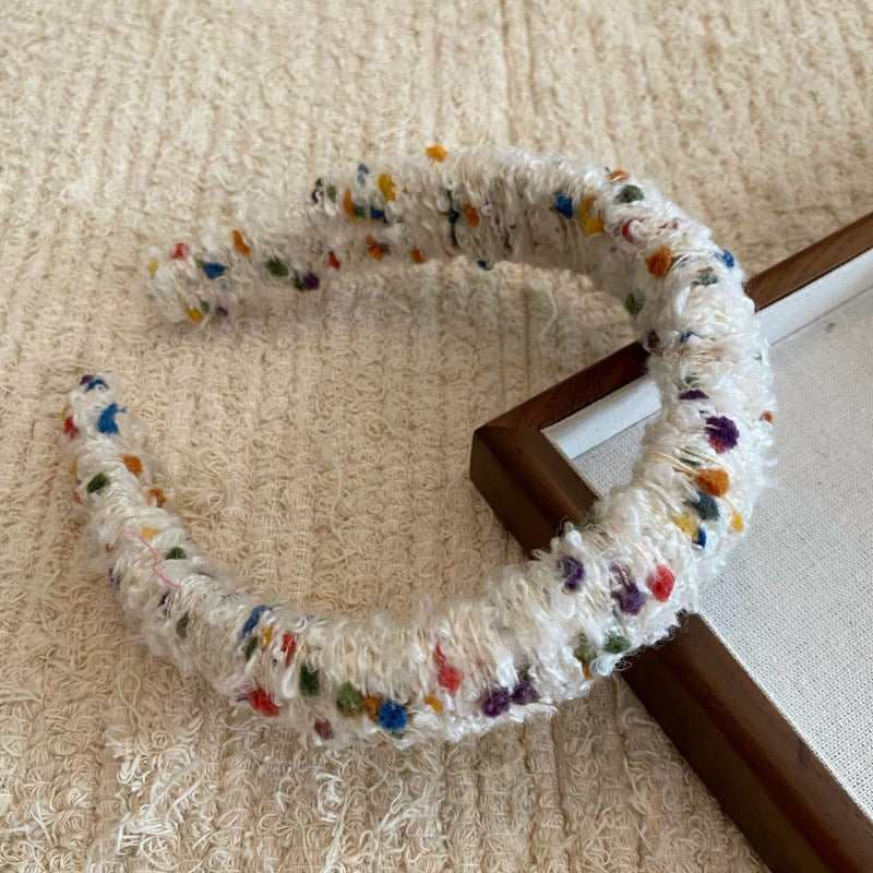 彩色絨面纏繞復古髮箍－奶茶棕款細節｜https://igowo.tw/