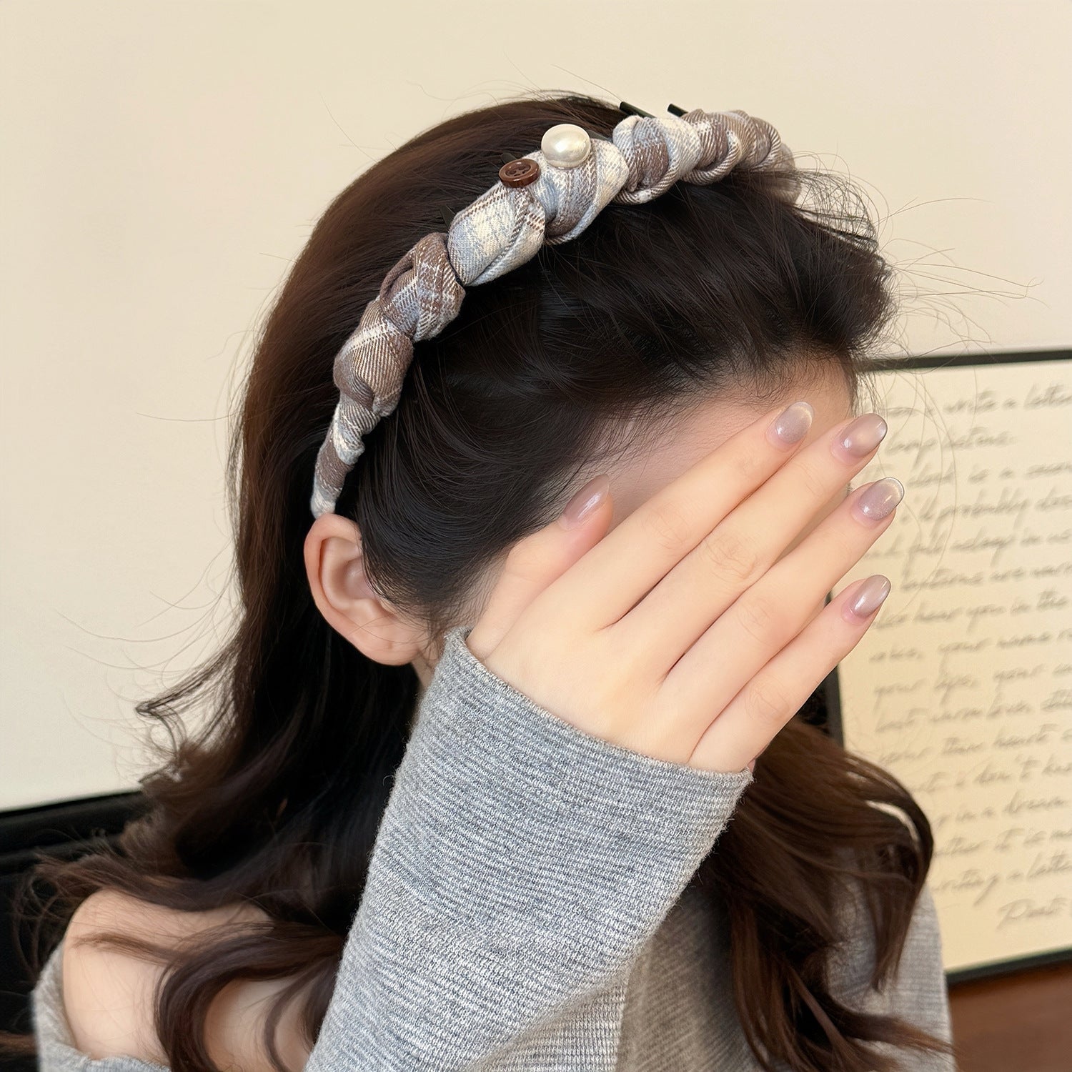 撞色布面纏繞髮箍－商品主圖｜https://igowo.tw/
