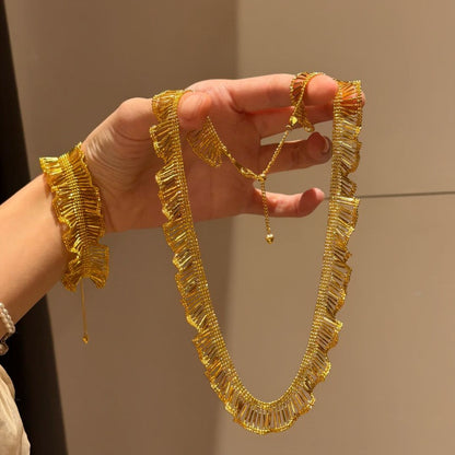 法式復古褶皺蕾絲花邊手鏈項鏈套裝2026新款輕奢高級感氣質飾品女
