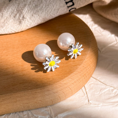 銀針雛菊耳釘