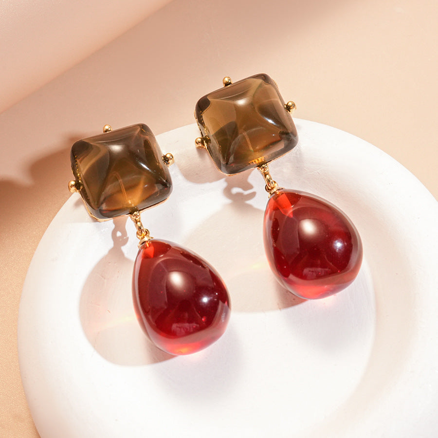 紅色布面花朵誇張耳環－15#銀針-紅色款細節10｜https://igowo.tw/