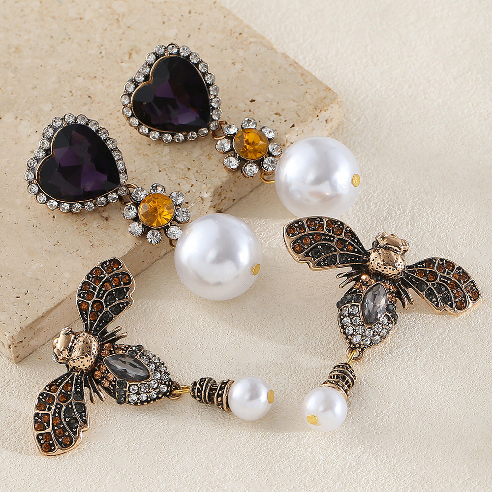 S925愛心蜜蜂復古耳環－商品主圖｜https://igowo.tw/