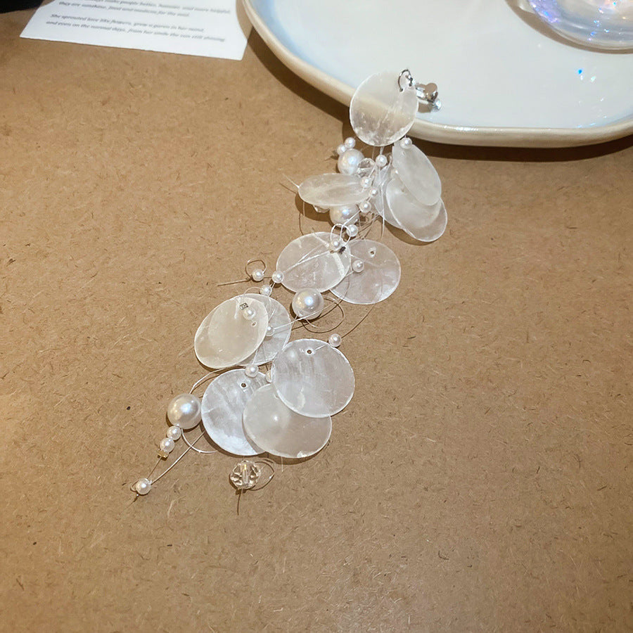 珍珠貝殼流蘇墜飾項鍊