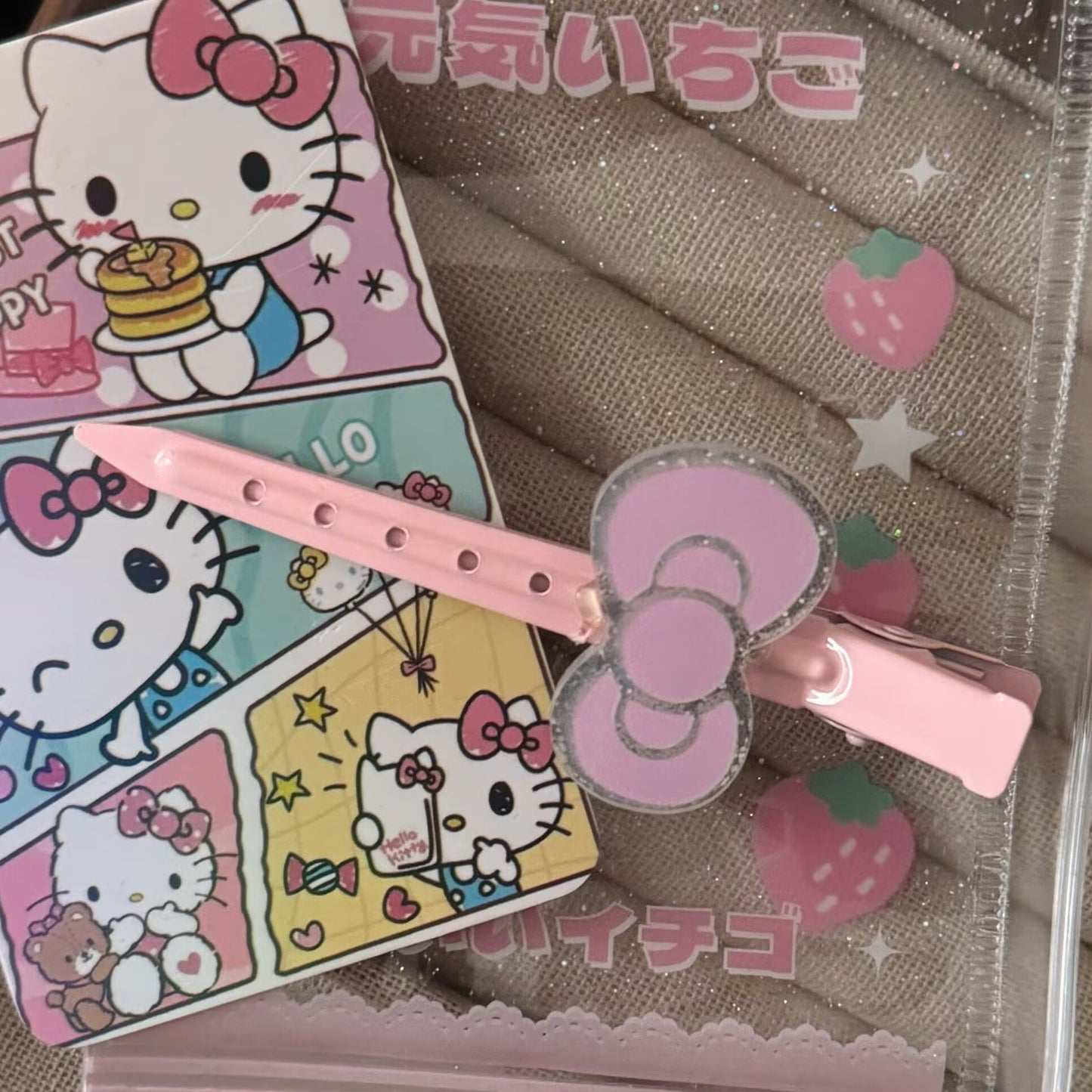 粉色貓咪髮夾