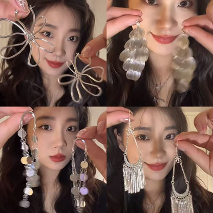 歐美跨境時尚金屬風流蘇耳釘輕奢高級感百搭耳環禮服晚宴氣質耳飾