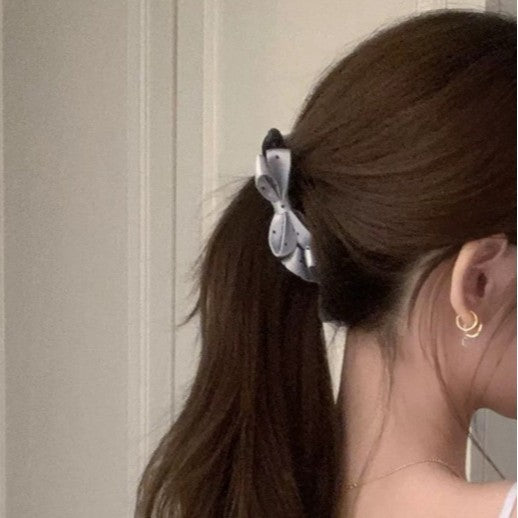 韓系天菜~時尚波點雙蝴蝶結發夾甜美高級感扭扭夾百搭巨好看發飾