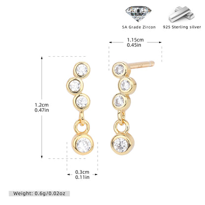 S925 耳釘靈動鑲鋯流蘇耳墜耳飾小眾氣質百搭款飾品