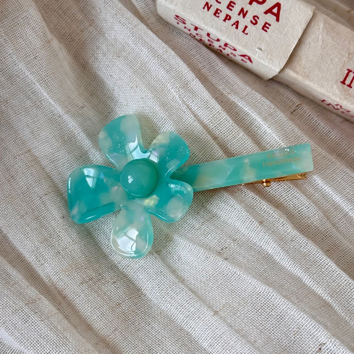 醋酸板材花朵一字髮夾