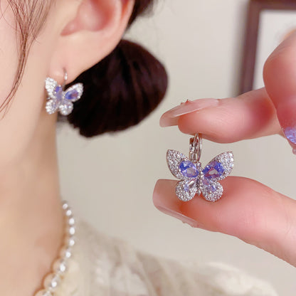 紫色鋯石蝴蝶耳扣－商品主圖｜https://igowo.tw/