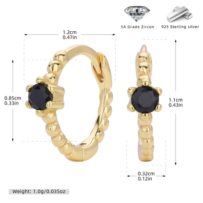 S925 耳環珠邊單彩鋯耳扣耳飾多色小眾輕奢百搭飾品