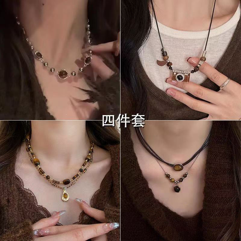 金色虎眼石墜飾項鍊－商品主圖｜https://igowo.tw/