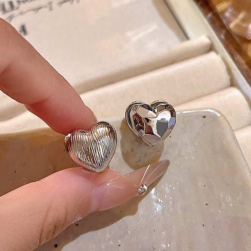 法式雙面愛心紋理耳環