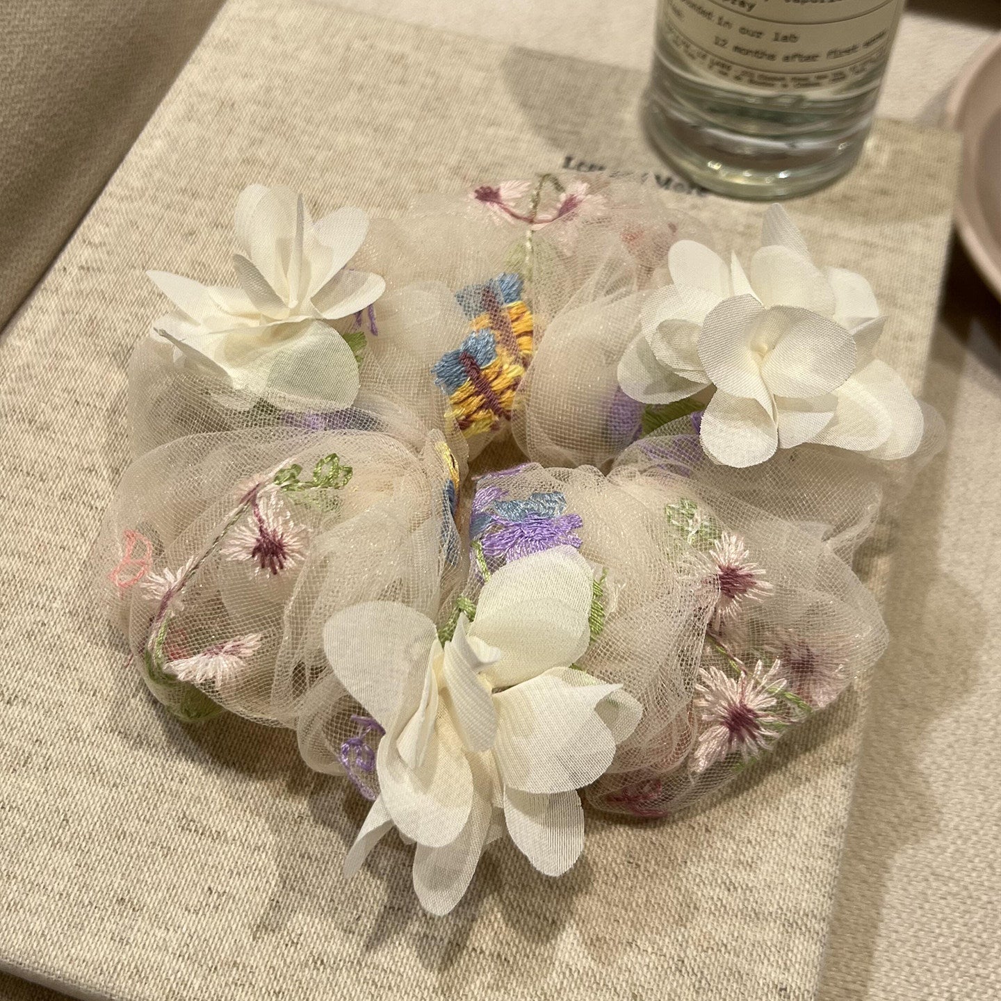 網紗大腸圈刺繡髮圈