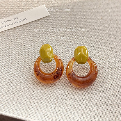 撞色壓克力圓形耳環