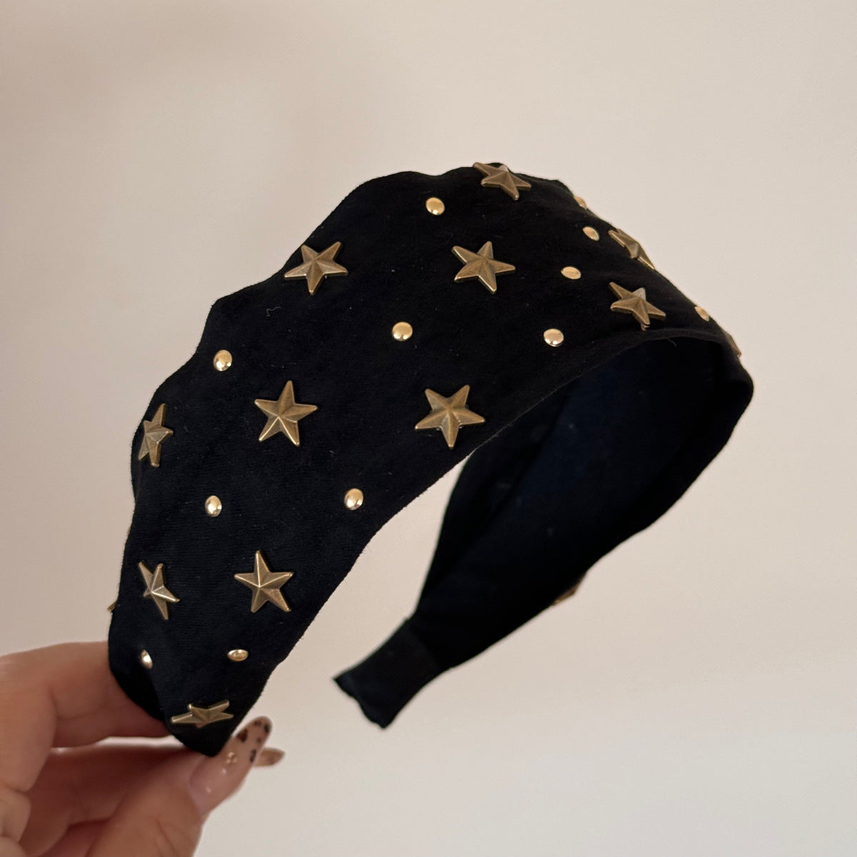 布面星星寬版簡約髮箍