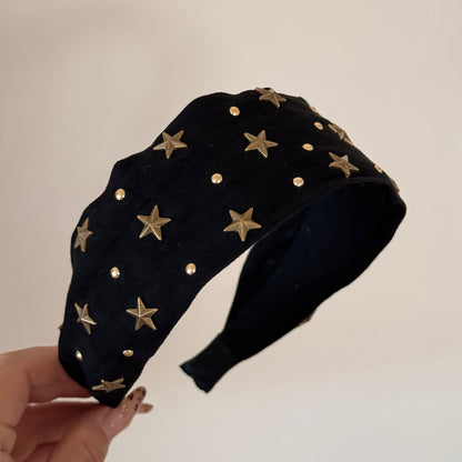 布面星星寬版簡約髮箍