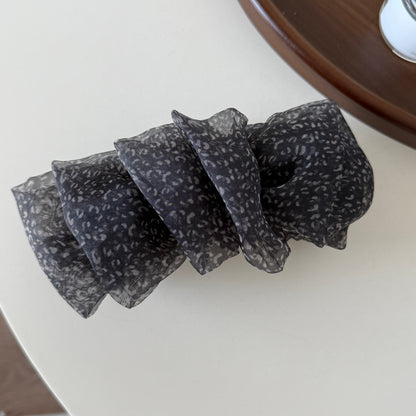 網紗蝴蝶結豹紋髮夾