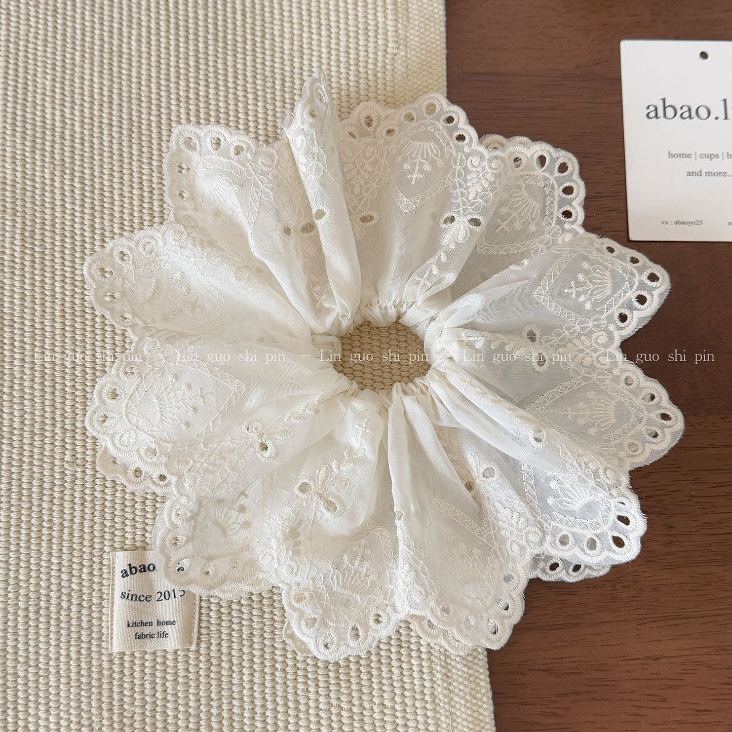 蕾絲大腸圈刺繡髮圈