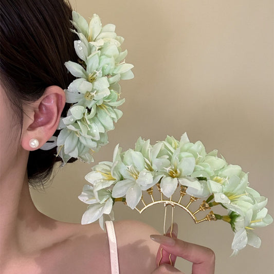 布面花朵髮簪－商品主圖｜https://igowo.tw/