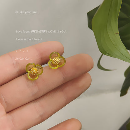 綠色花朵耳釘－商品主圖｜https://igowo.tw/