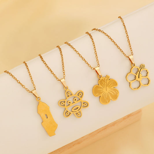 不鏽鋼花朵項鍊－商品主圖｜https://igowo.tw/