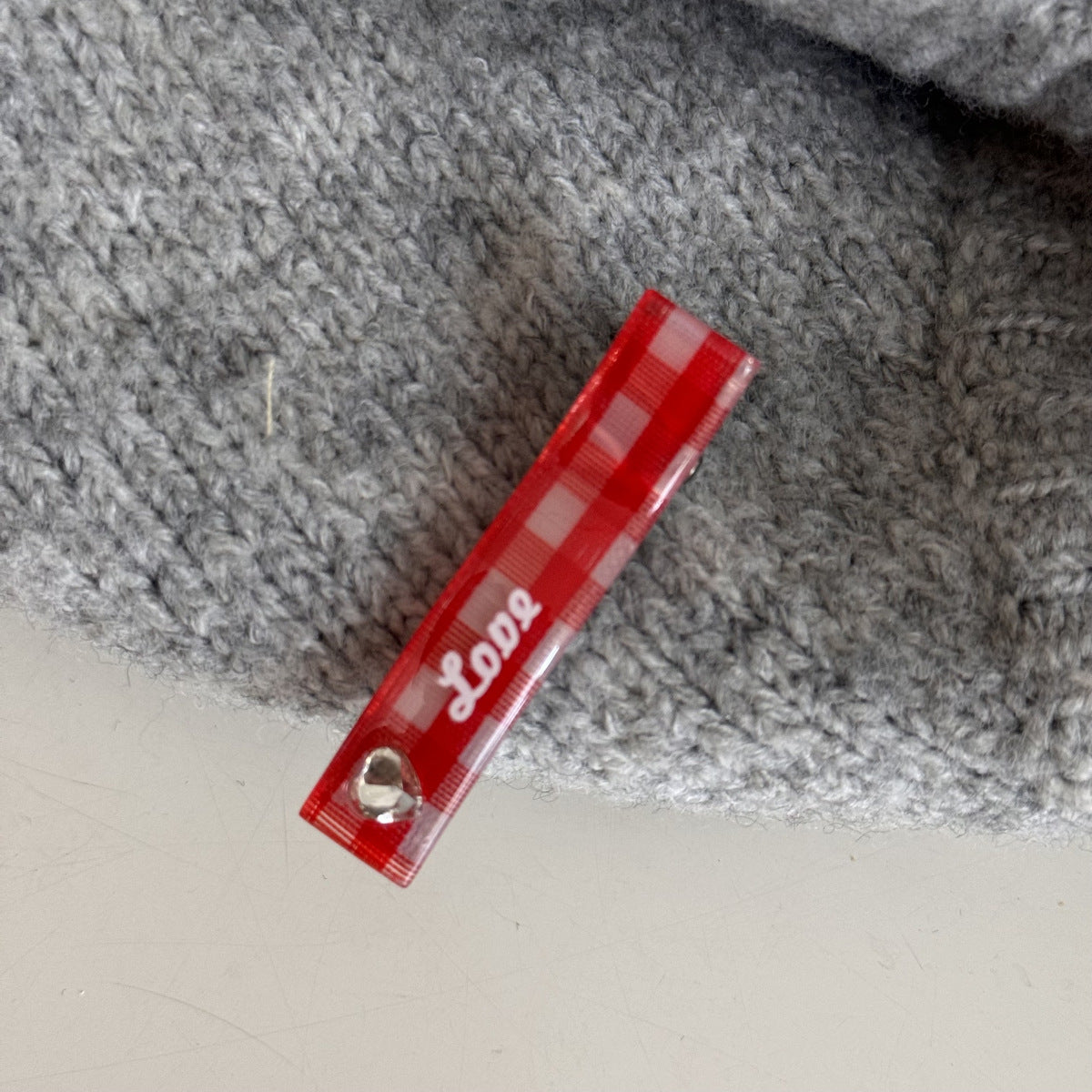 鋯石愛心格紋髮夾