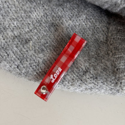 鋯石愛心格紋髮夾